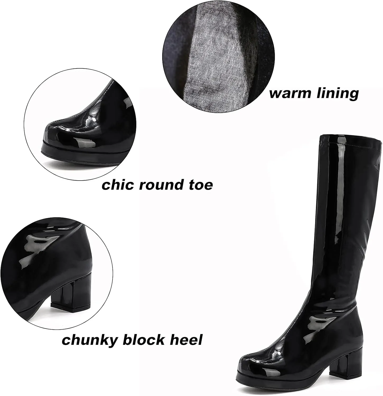 MeiLuSi Womens Knee High Boots Gogo Boots Fashion Side Zipper Glitter Winter Boots