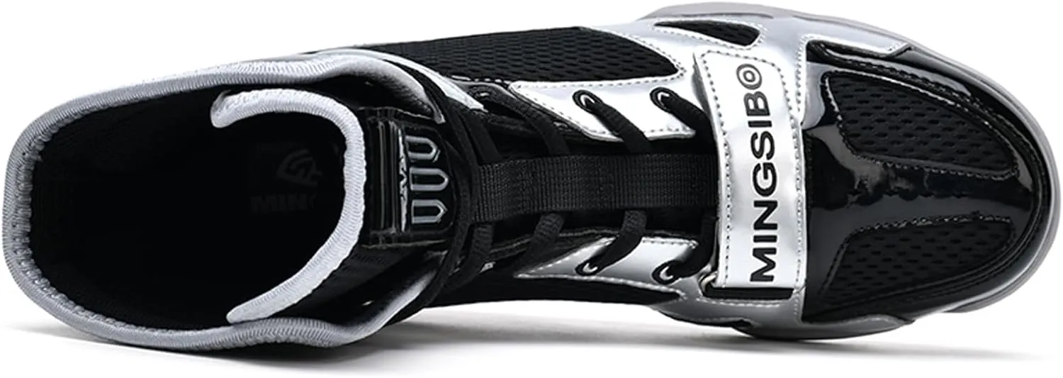 Men Women Wrestling Shoes, High Top Fighting Training Footwear Non-Slip Lightweight Powerlifting Bodybuilding Fitness Boots