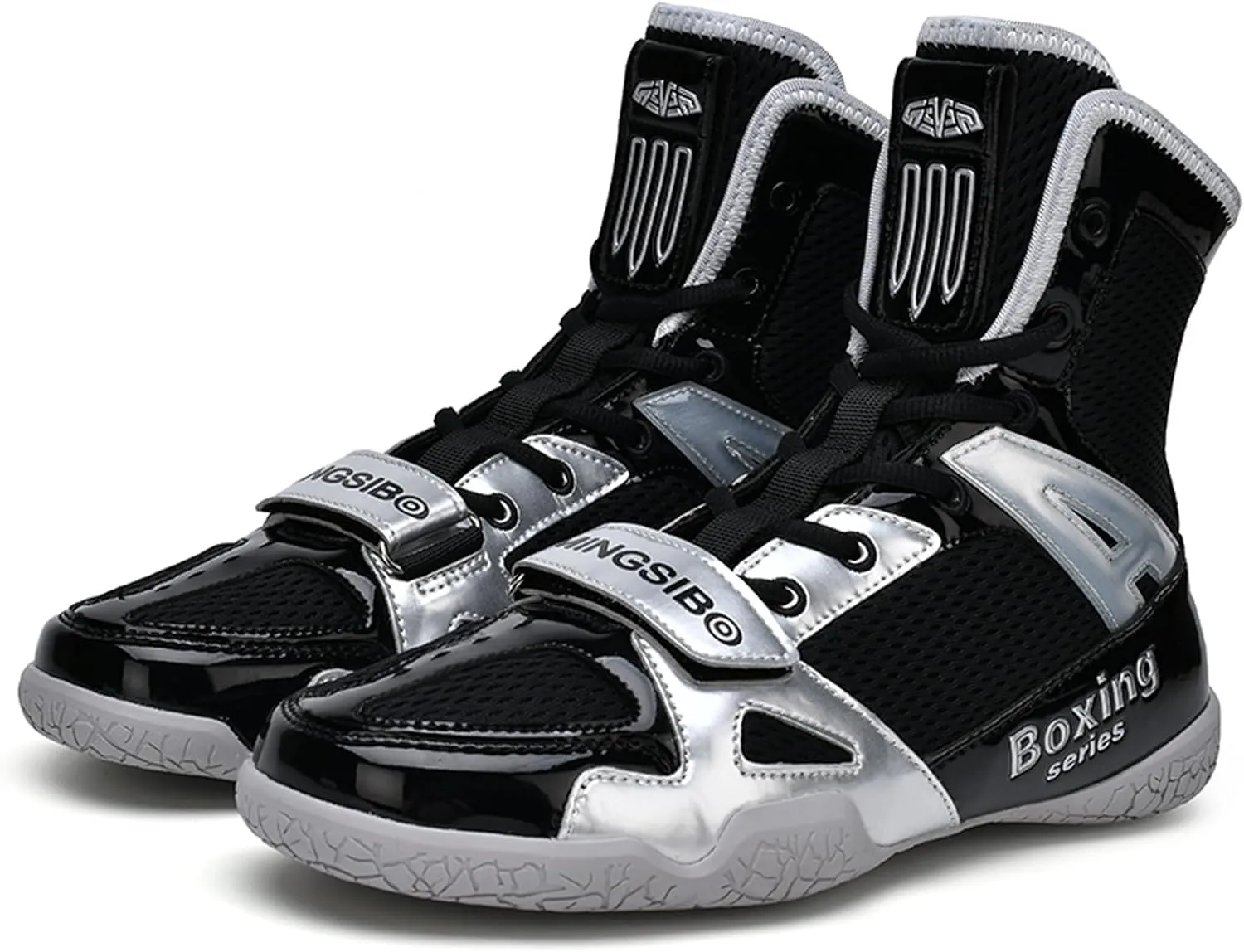 Men Women Wrestling Shoes, High Top Fighting Training Footwear Non-Slip Lightweight Powerlifting Bodybuilding Fitness Boots