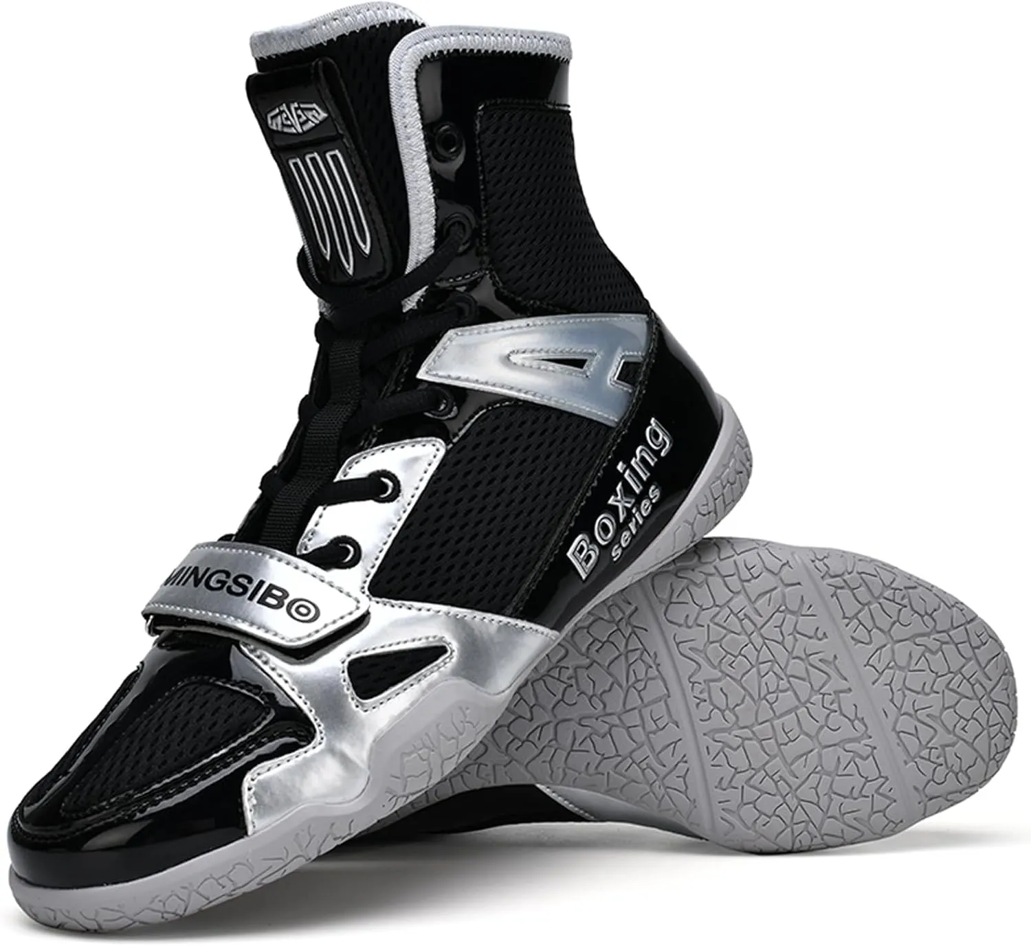 Men Women Wrestling Shoes, High Top Fighting Training Footwear Non-Slip Lightweight Powerlifting Bodybuilding Fitness Boots