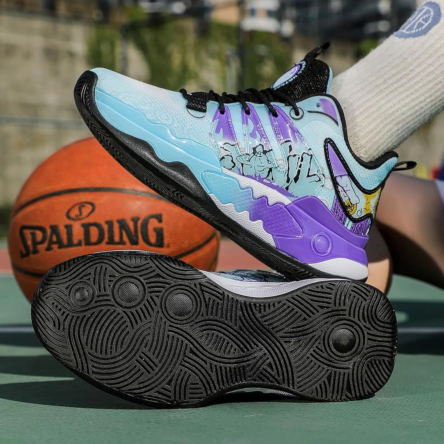 Men's Basketball Shoes Fashion Breathable Sneakers Comfortable Leightweight Running Athletic Lace-Up Non Slip Sport Outdoor Shoe