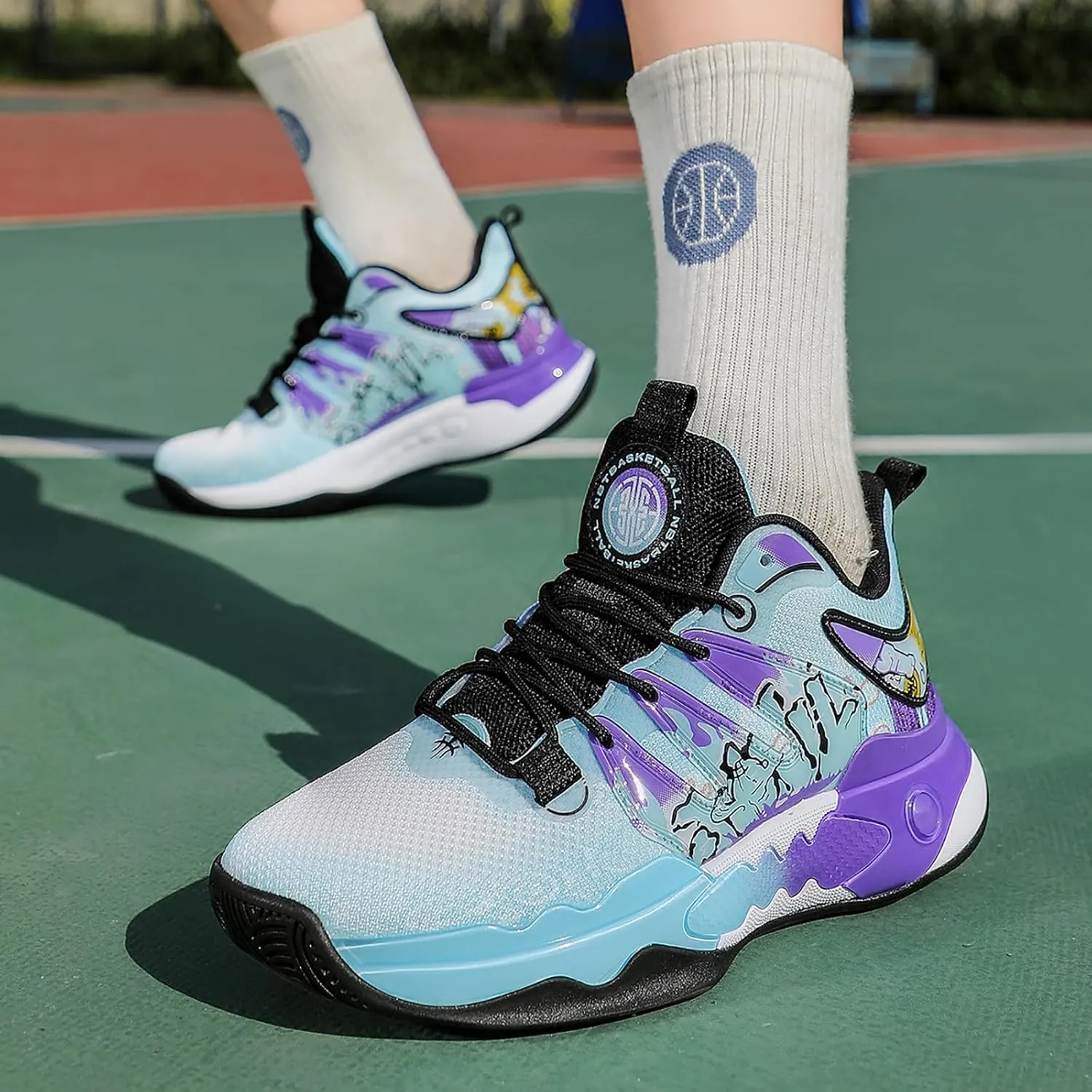 Men's Basketball Shoes Fashion Breathable Sneakers Comfortable Leightweight Running Athletic Lace-Up Non Slip Sport Outdoor Shoe