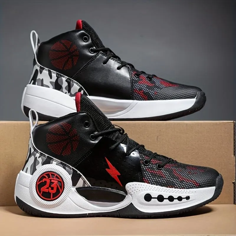 Men's Fashion Basketball Shoes – Lightweight, Breathable Lace-Up Sneakers with Non-Slip Sole for Indoor/Outdoor Play & Casual Wear