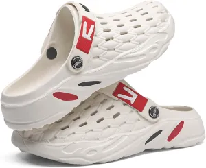 Men's fashion garden clogs, arch support, woven look design, EVA material, lightweight, durable, non-slip, beach shoes, gardening shoes, indoor and outdoor sandals.
