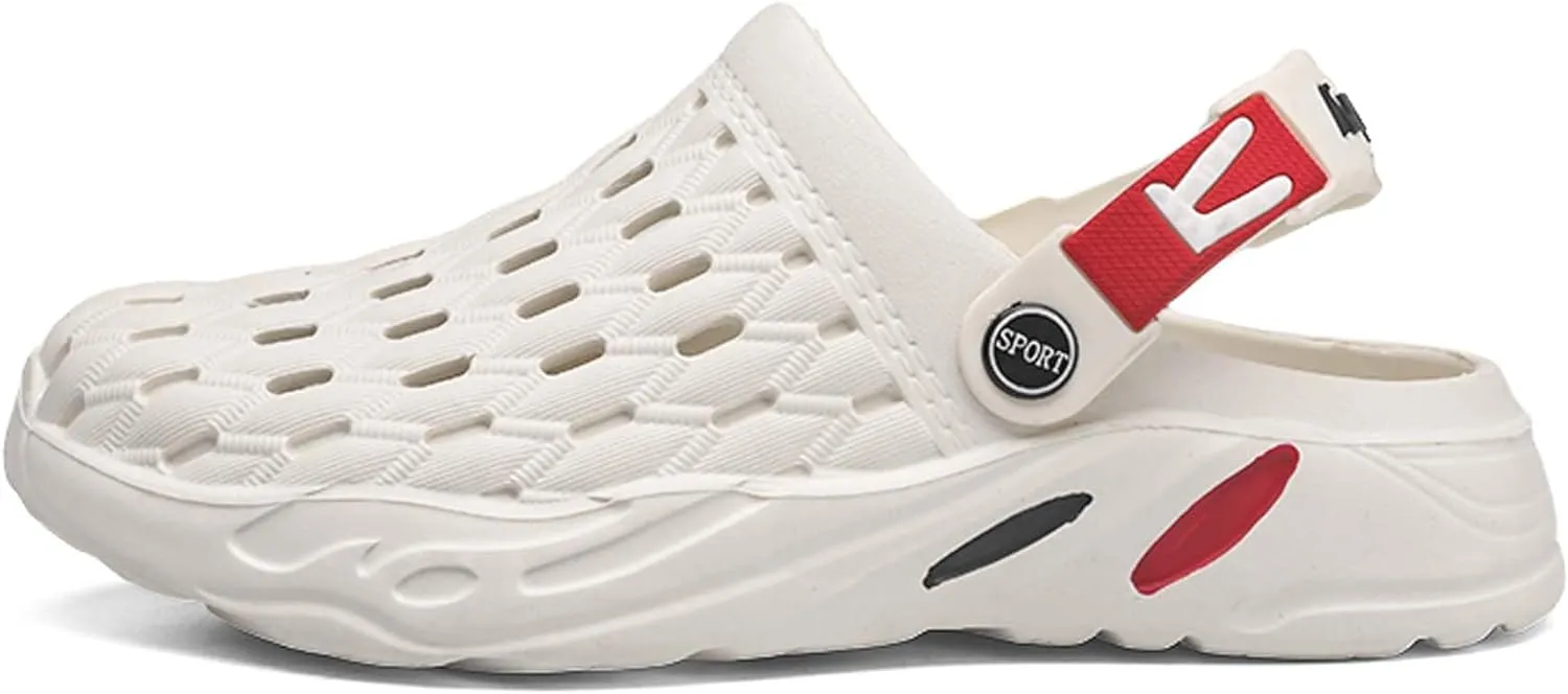 Men's fashion garden clogs, arch support, woven look design, EVA material, lightweight, durable, non-slip, beach shoes, gardening shoes, indoor and outdoor sandals.
