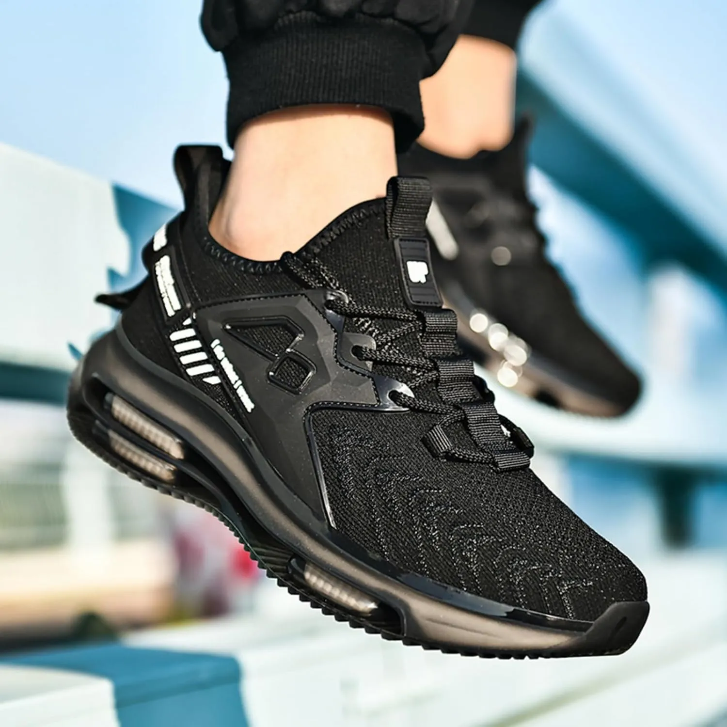 Men's High - end Walking, Double - air Cushion Running Shoes, Lightweight Workout Shoes, Breathable Mesh Fashion Casual Sneakers