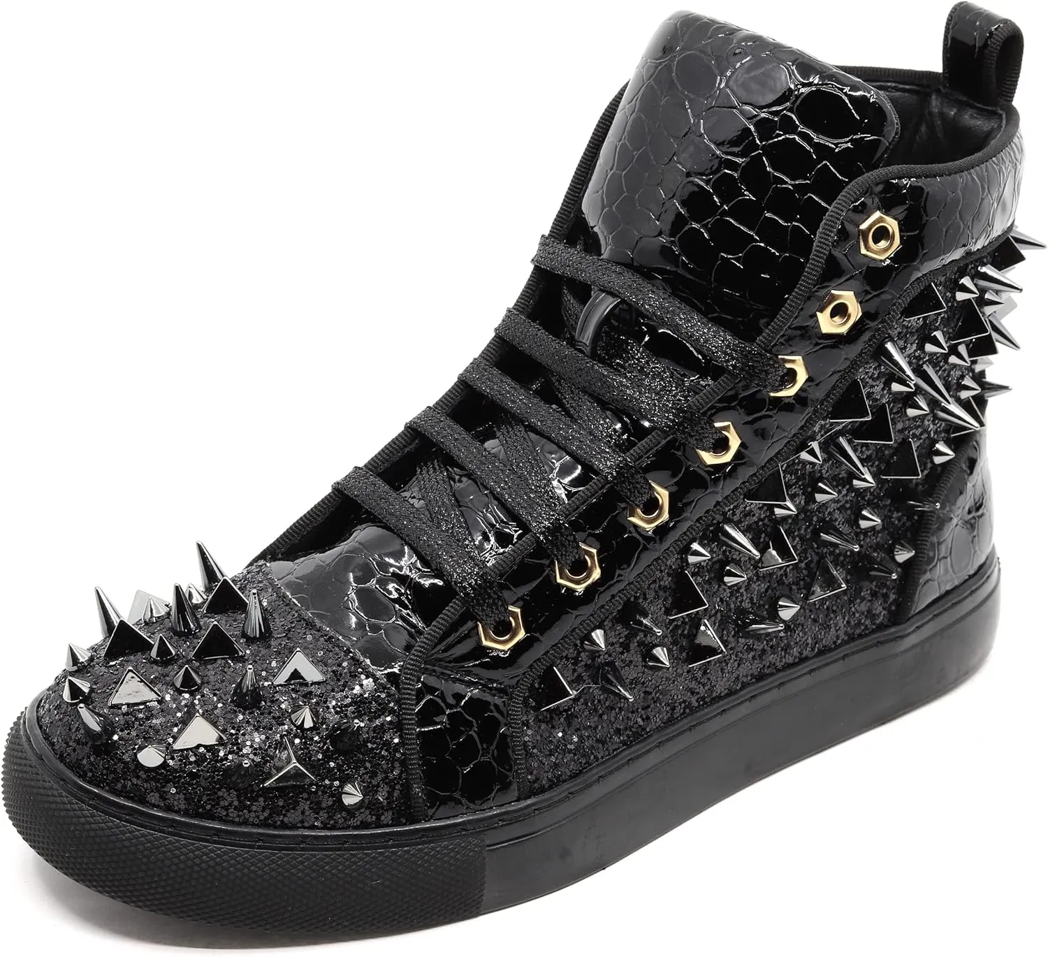 Men's High Top Sparkly Spike Flat Fashion Casual Sneakers Shoes SNK-02