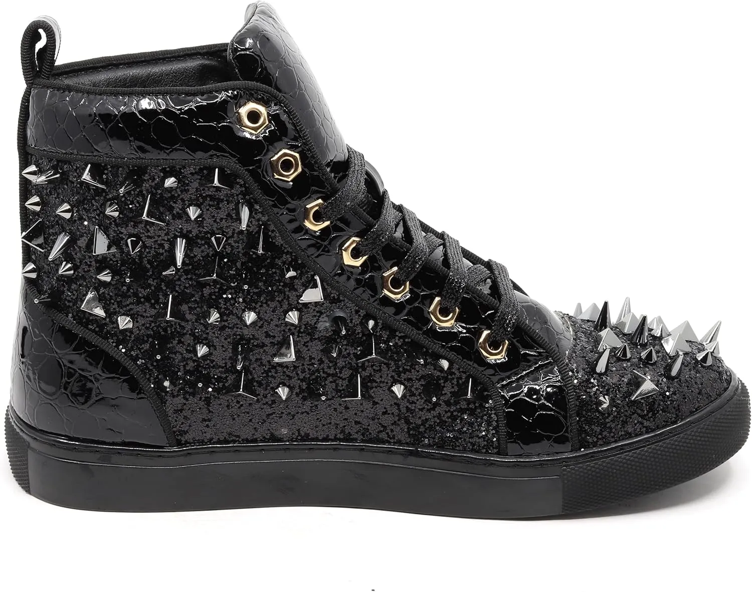 Men's High Top Sparkly Spike Flat Fashion Casual Sneakers Shoes SNK-02