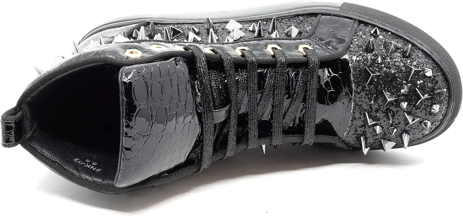Men's High Top Sparkly Spike Flat Fashion Casual Sneakers Shoes SNK-02