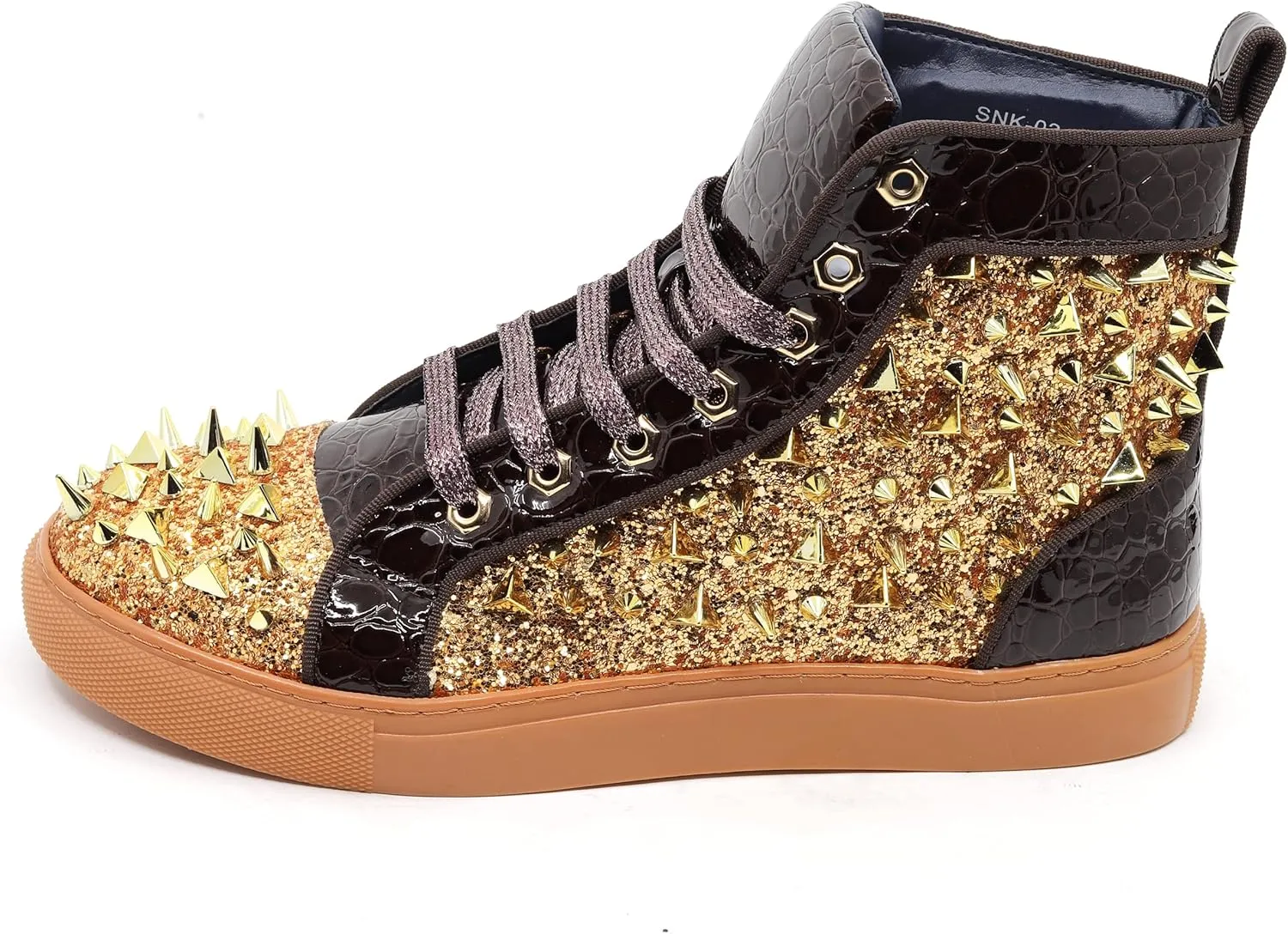 Men's High Top Sparkly Spike Flat Fashion Casual Sneakers Shoes SNK-02