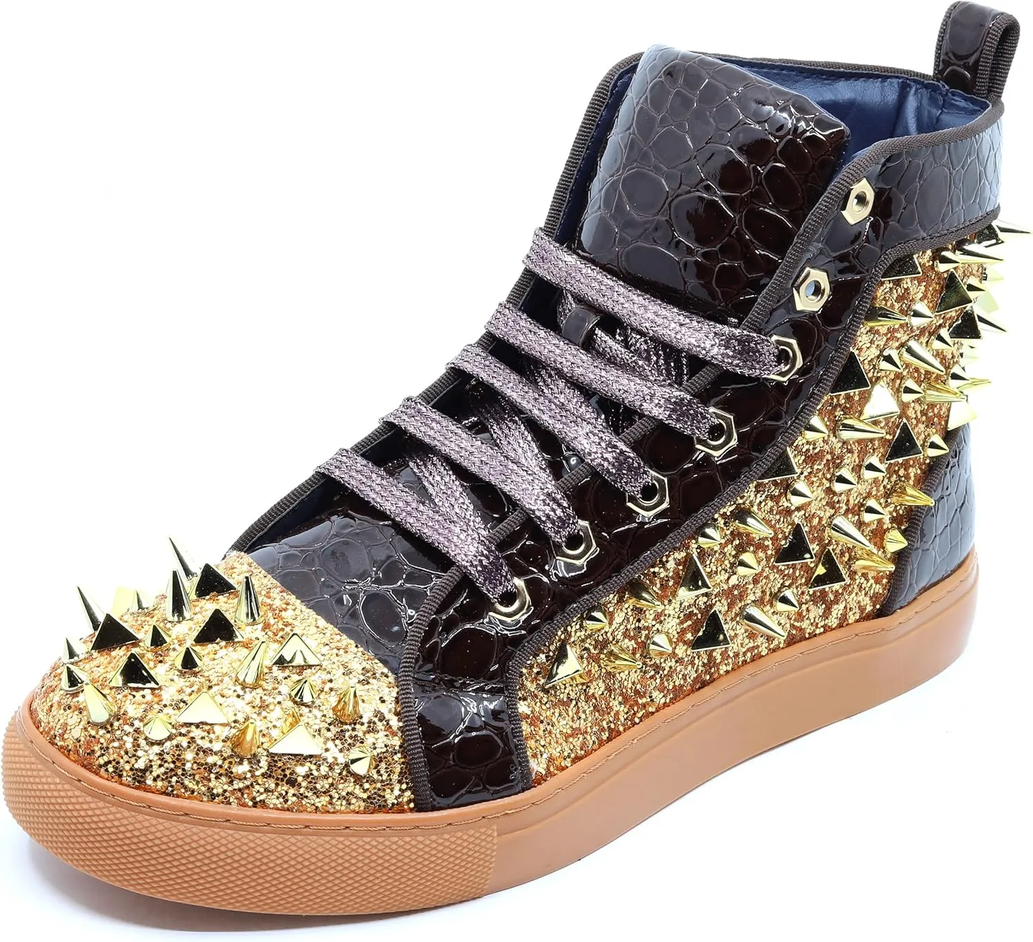 Men's High Top Sparkly Spike Flat Fashion Casual Sneakers Shoes SNK-02