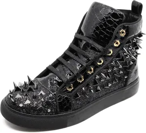 Men's High Top Sparkly Spike Flat Fashion Casual Sneakers Shoes SNK-02