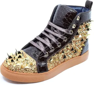 Men's High Top Sparkly Spike Flat Fashion Casual Sneakers Shoes SNK-02