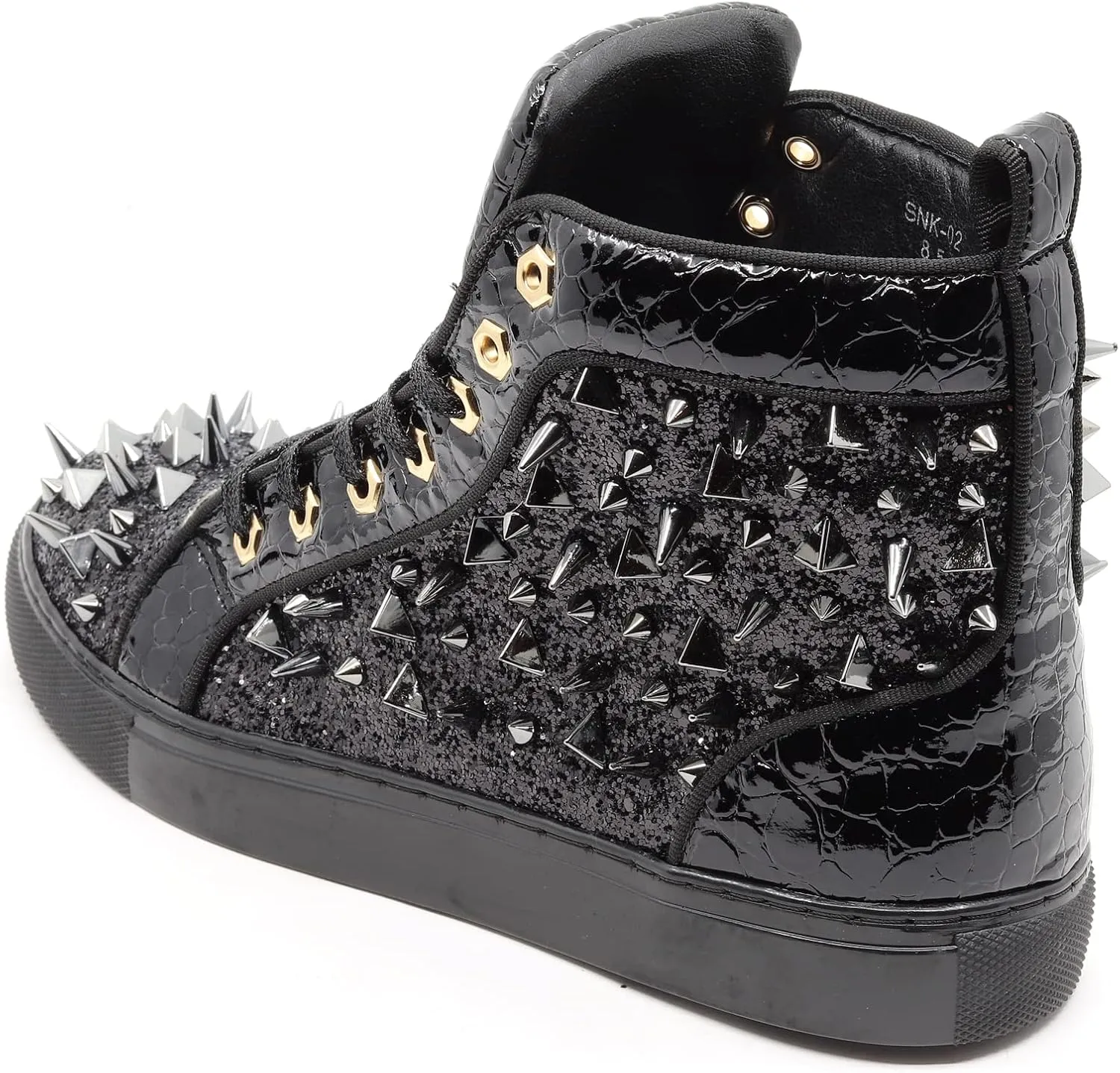Men's High Top Sparkly Spike Flat Fashion Casual Sneakers Shoes SNK-02