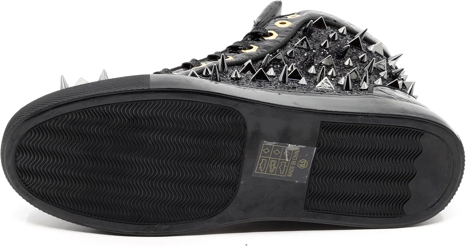 Men's High Top Sparkly Spike Flat Fashion Casual Sneakers Shoes SNK-02