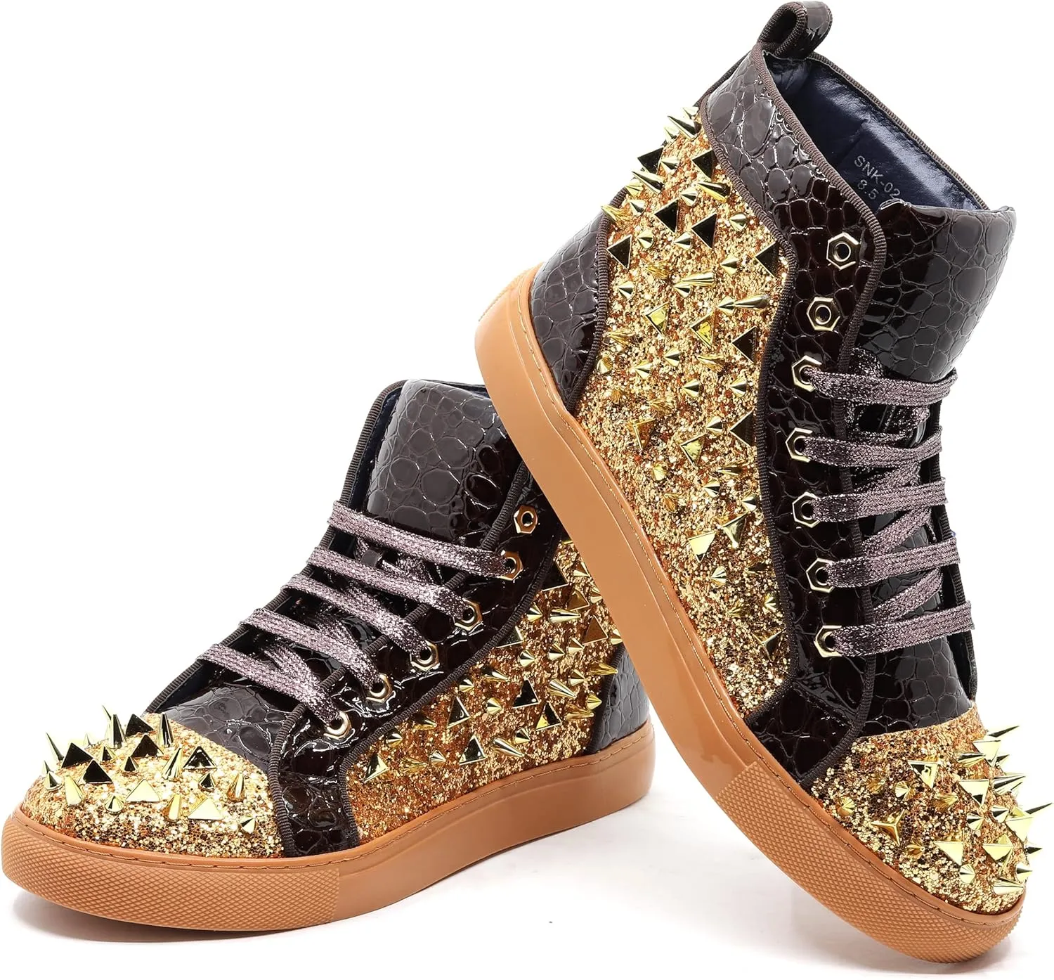 Men's High Top Sparkly Spike Flat Fashion Casual Sneakers Shoes SNK-02