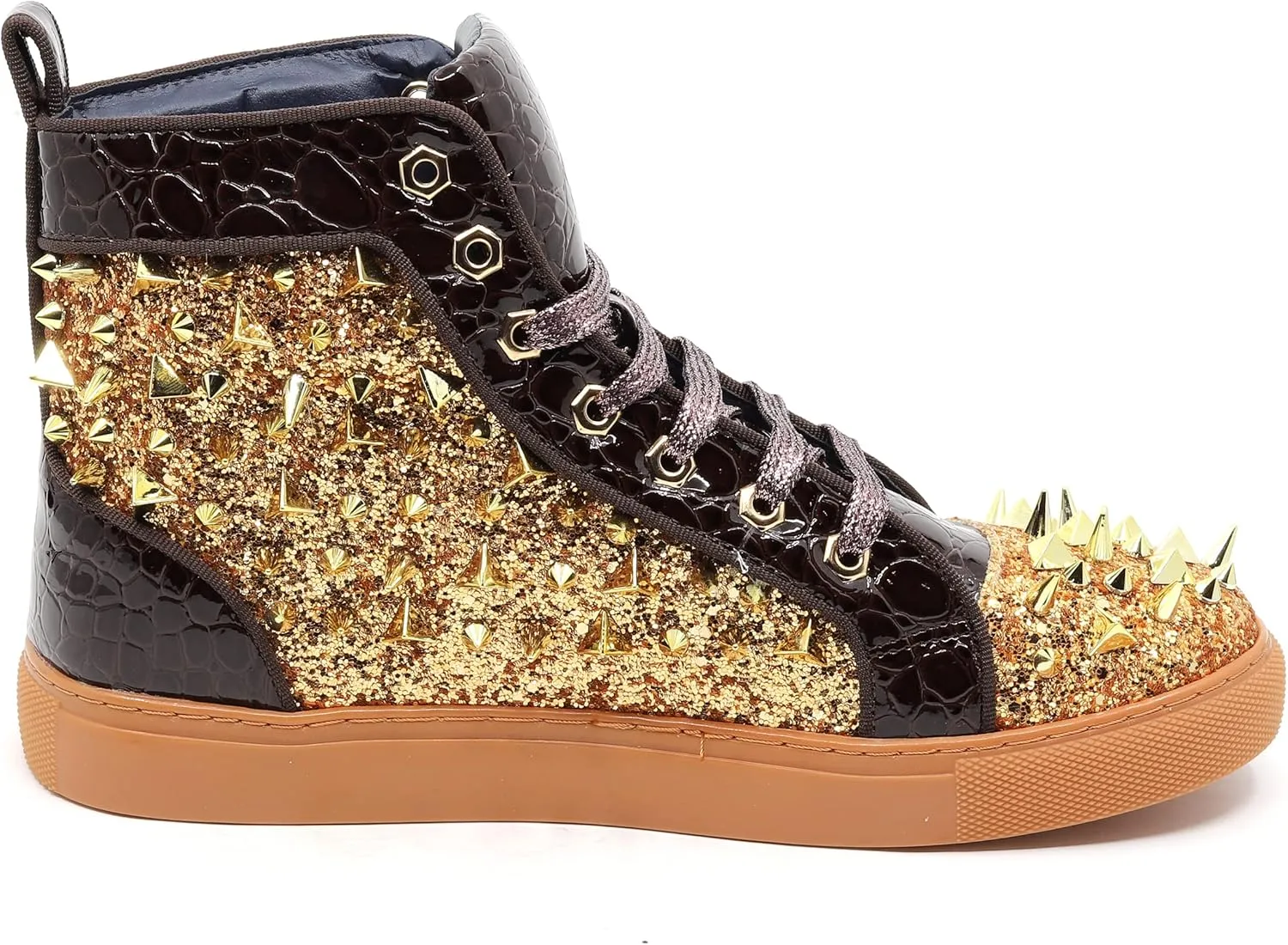 Men's High Top Sparkly Spike Flat Fashion Casual Sneakers Shoes SNK-02