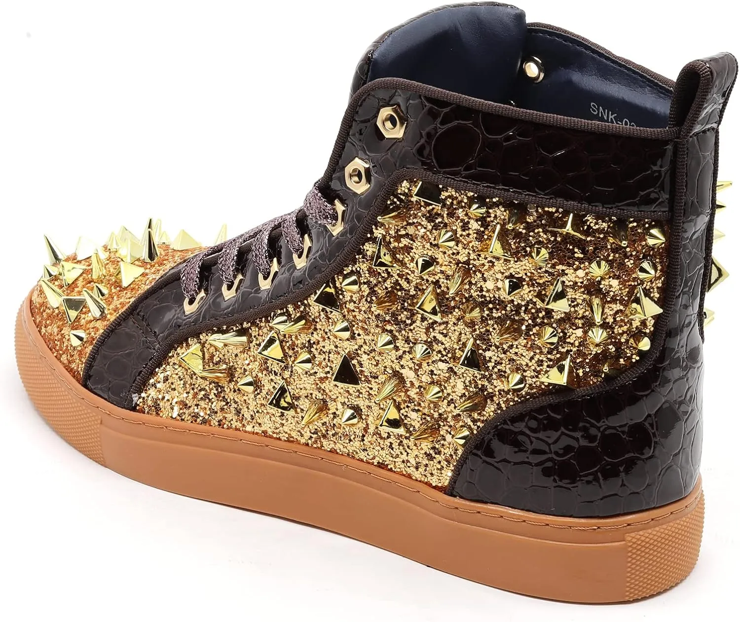 Men's High Top Sparkly Spike Flat Fashion Casual Sneakers Shoes SNK-02