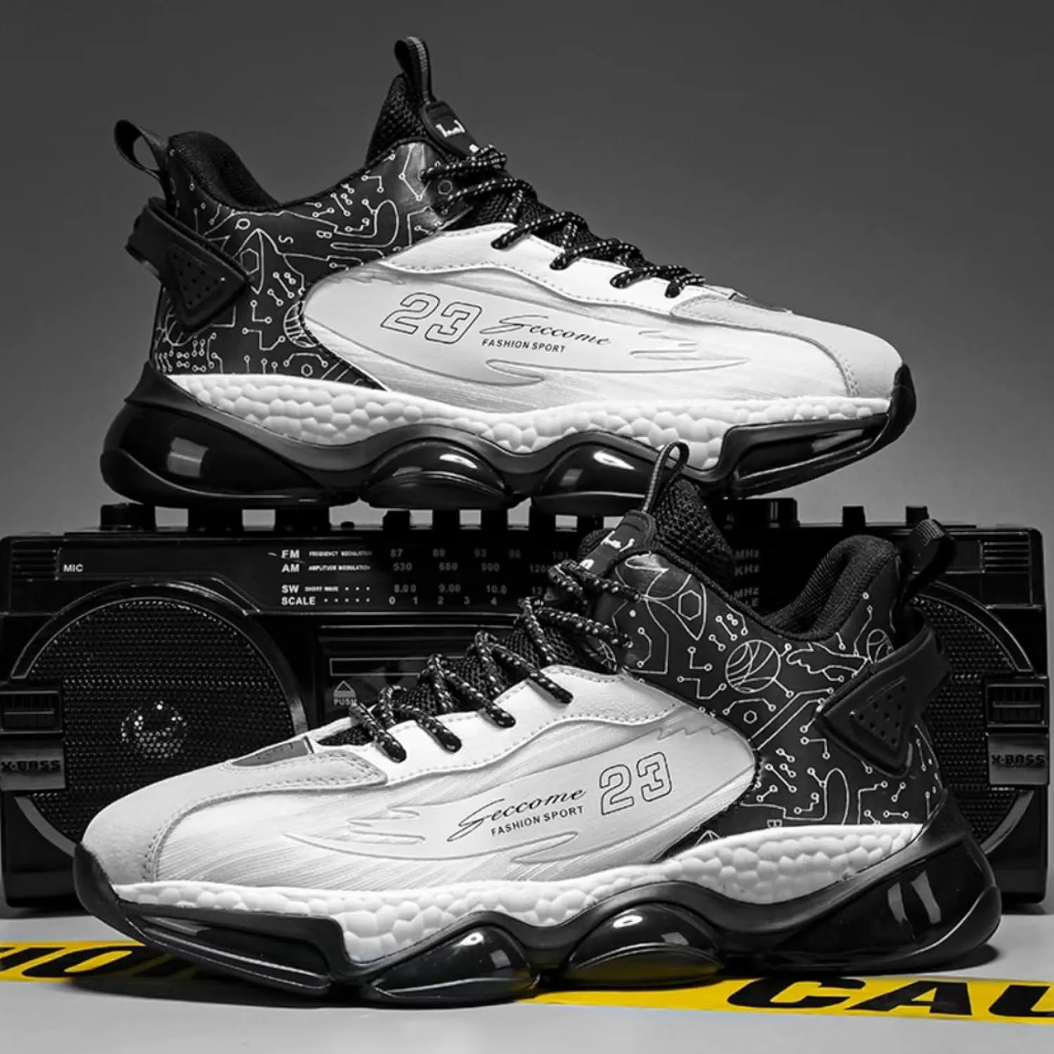 Mens Lace Up High Top Fashion Sneakers Lightweight Non-Slip Soft Sole Basketball Shoes for Tennis Running Walking Training