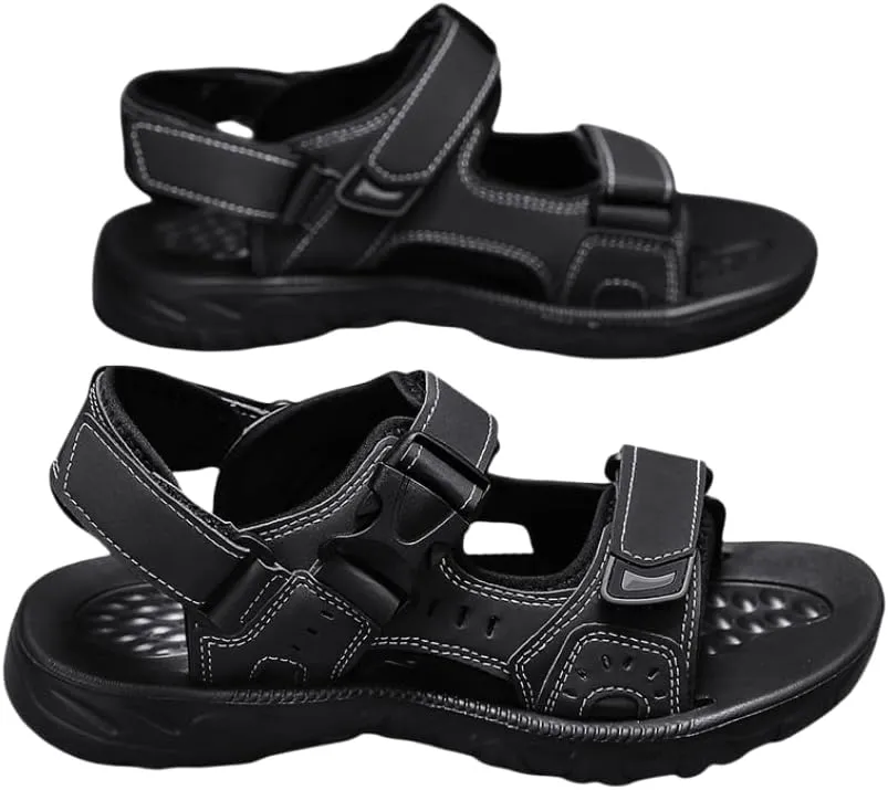 Men's Open Sandals with Buckle Strap, Durable Non Slip Outdoor Hiking Trekking Sandals, Comfy Beach Shoes, Spring and Summer