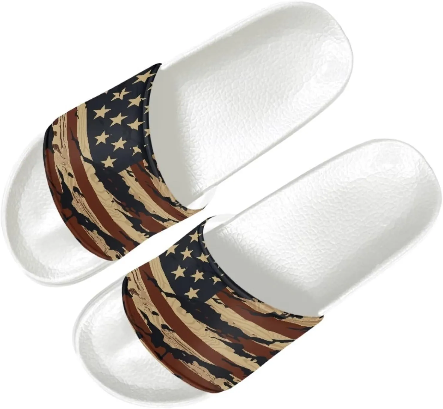 Men's Sandals Slides Non-Slip Slippers Casual White Sole Summer Shoes for College Dorm Gym Beach