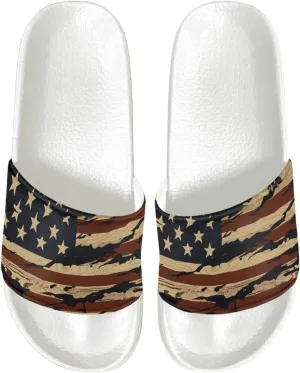 Men's Sandals Slides Non-Slip Slippers Casual White Sole Summer Shoes for College Dorm Gym Beach