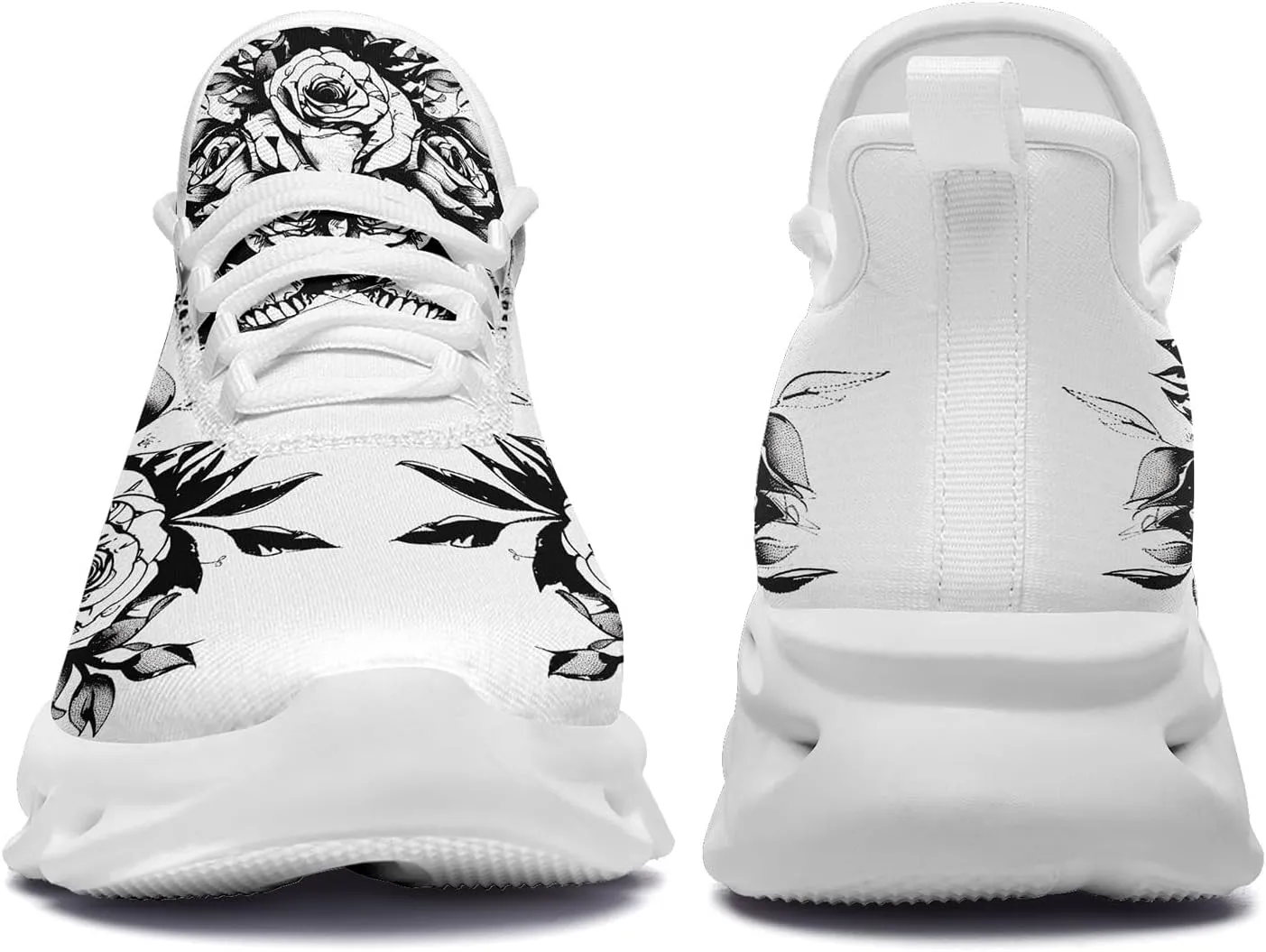 Men's Skull Running Shoes Athletic Sneakers Breathable Gym Slip-on Shoes Lightweight Cushion Sports Walking Shoes