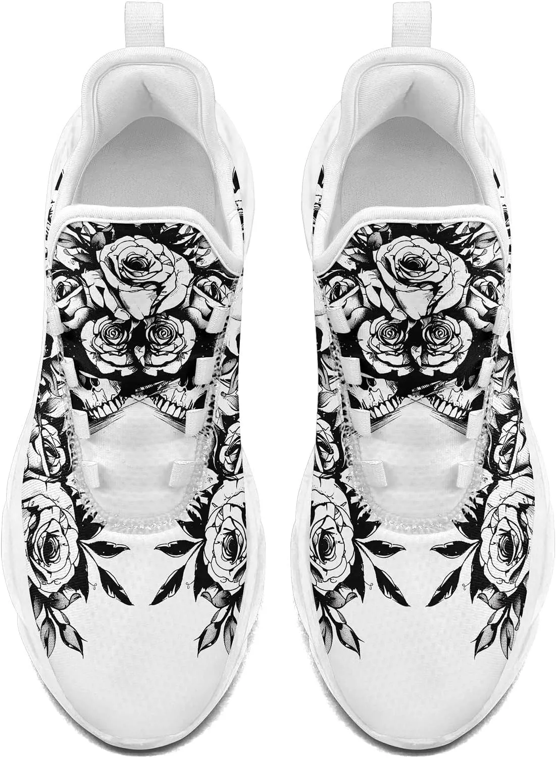 Men's Skull Running Shoes Athletic Sneakers Breathable Gym Slip-on Shoes Lightweight Cushion Sports Walking Shoes