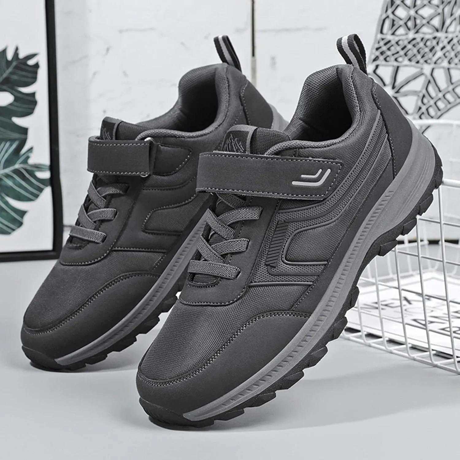 Mens Sneakers Wide Trails Hiking Shoes Slip on Walking Shoes Trekking Hiking Sneakers Wide Width Tennis Shoes