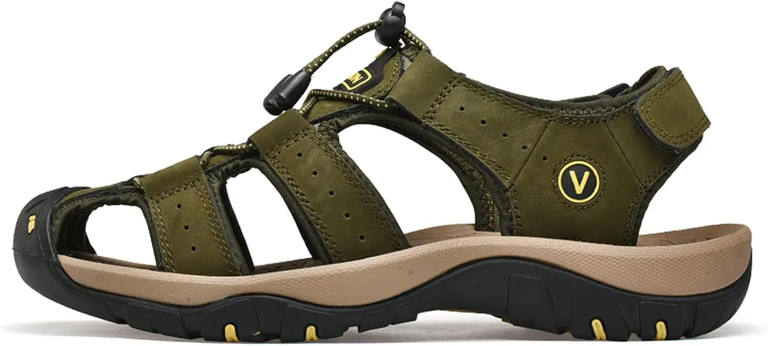 Men's sports sandals Outdoor hiking sandals Closed toe leather sports walking casual sandals Water shoes