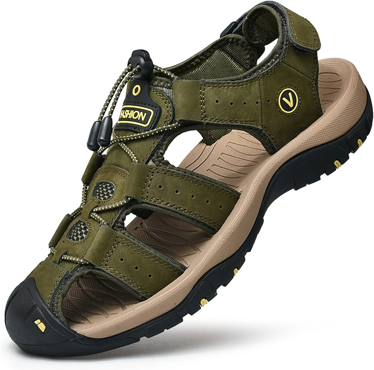 Men's sports sandals Outdoor hiking sandals Closed toe leather sports walking casual sandals Water shoes