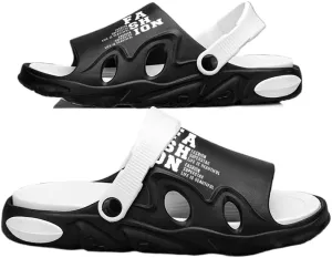 Men's Trendy Color Block Open Toe Breathable Chunky Slippers, Comfy Non Slip Casual Durable EVA Slides, Sandals for Men，Men's Clogs