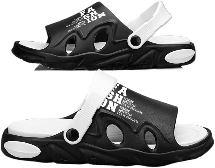 Men's Trendy Color Block Open Toe Breathable Chunky Slippers, Comfy Non Slip Casual Durable EVA Slides, Sandals for Men，Men's Clogs