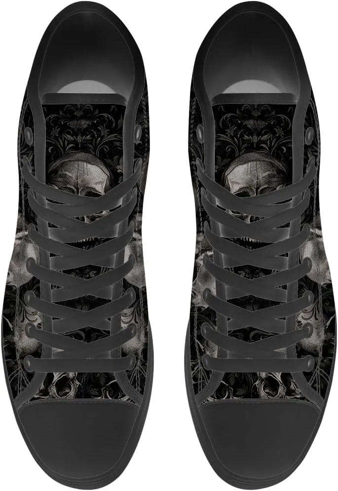 Men's Women's Skull High Top Canvas Shoes Gothic High Top Sneakers Lace Up Casual Shoes