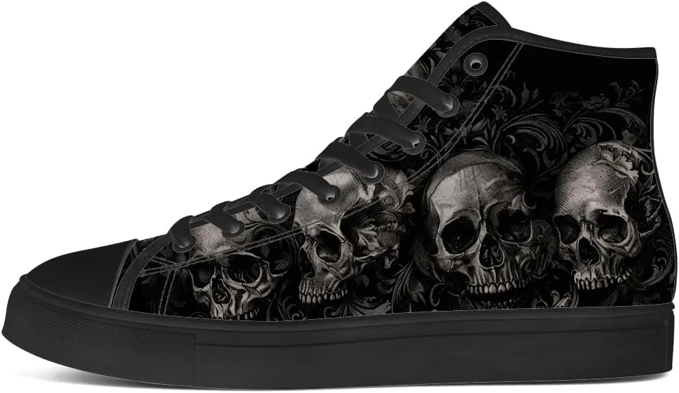 Men's Women's Skull High Top Canvas Shoes Gothic High Top Sneakers Lace Up Casual Shoes