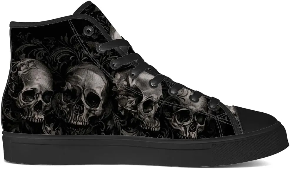 Men's Women's Skull High Top Canvas Shoes Gothic High Top Sneakers Lace Up Casual Shoes