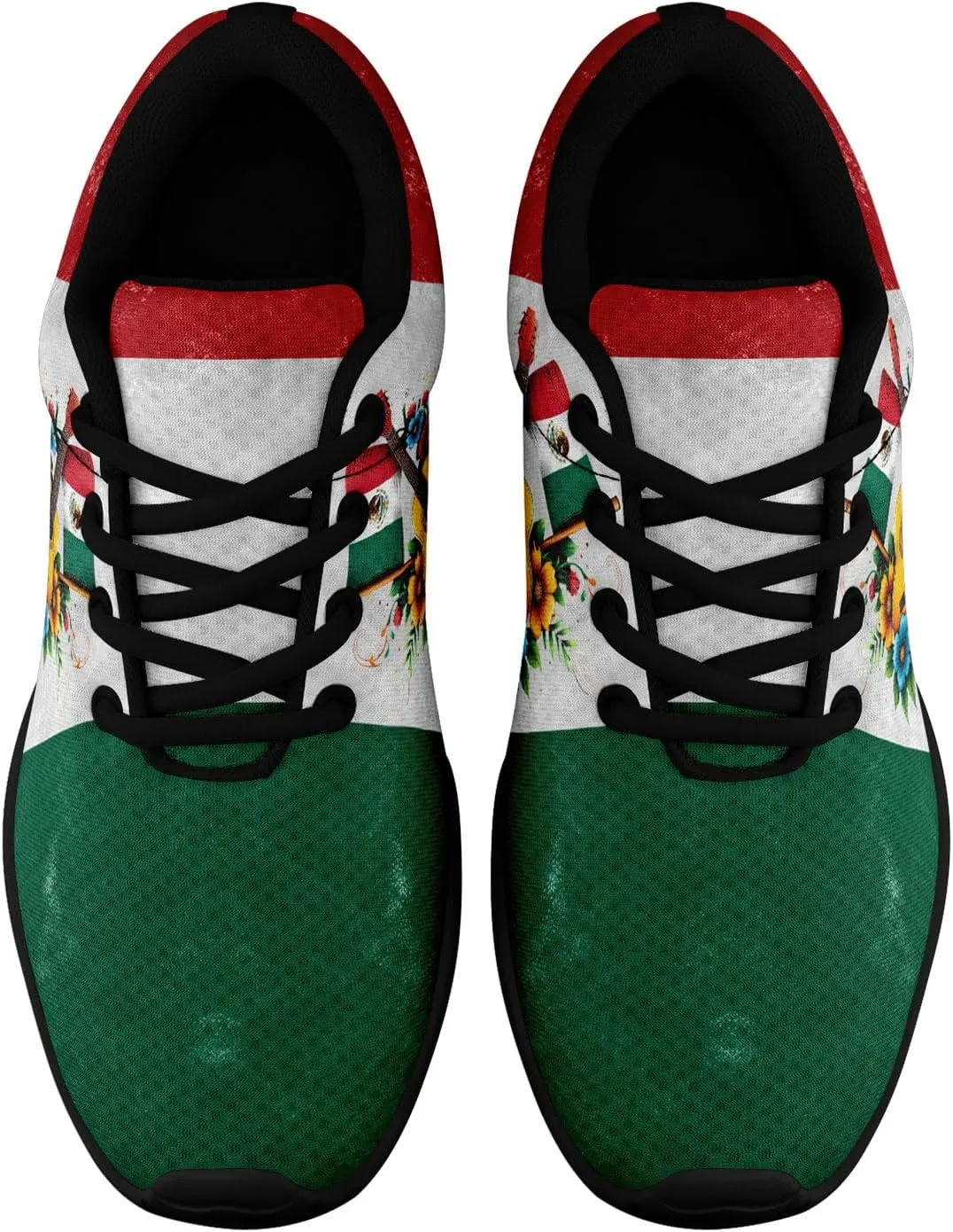 Mexican Flag Road Running Shoes for Men Women, Comfortable and Breathable Teachers Sneakers with Mexico Iconic Design