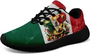 Mexican Flag Road Running Shoes for Men Women, Comfortable and Breathable Teachers Sneakers with Mexico Iconic Design