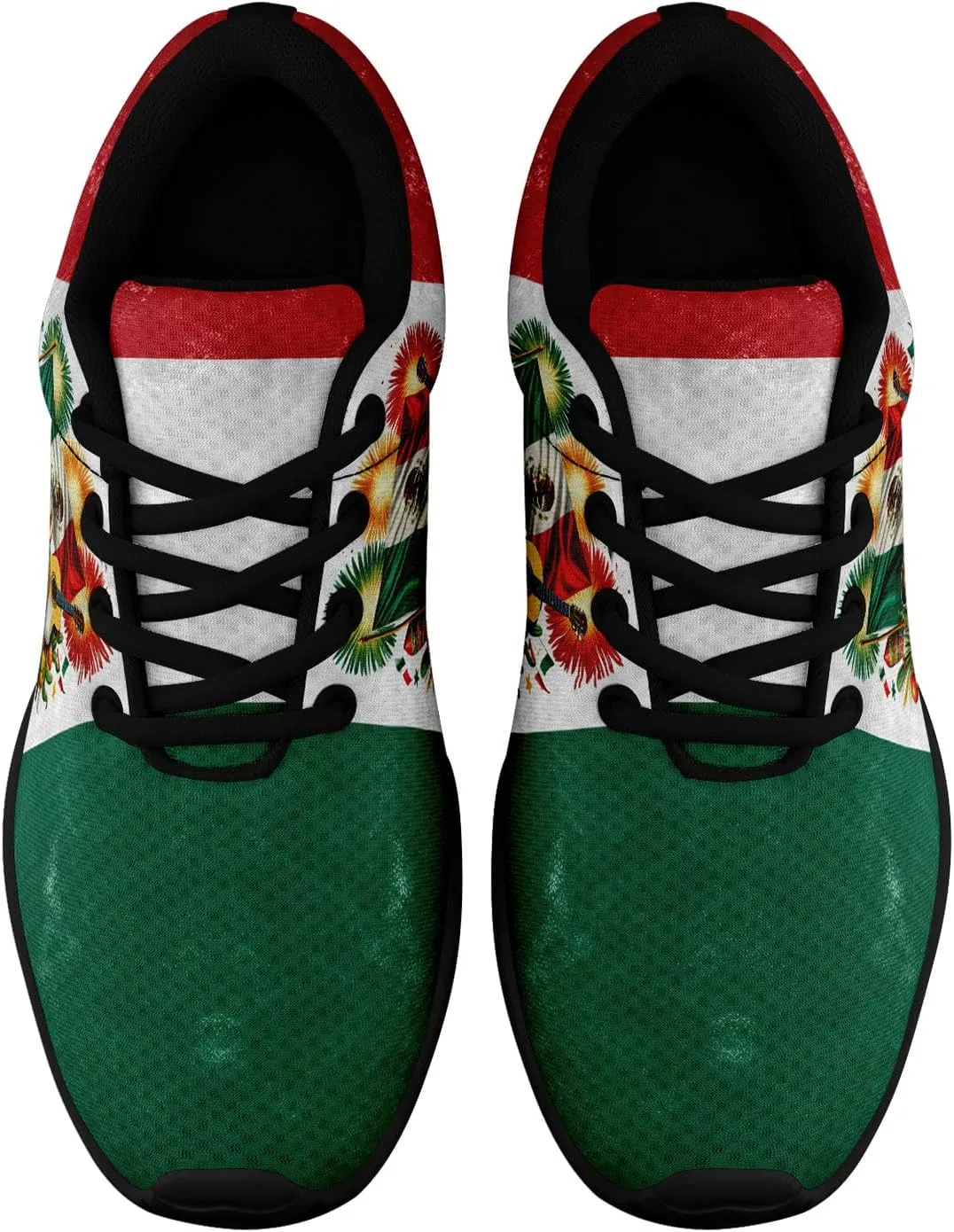 Mexican Flag Road Running Shoes for Men Women, Comfortable and Breathable Teachers Sneakers with Mexico Iconic Design