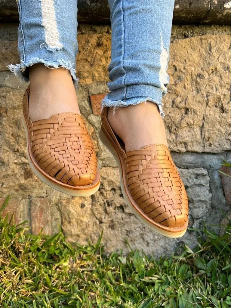 Mexico en la Piel Leather Huarache Sandals. Comfortable Flats For Woman.