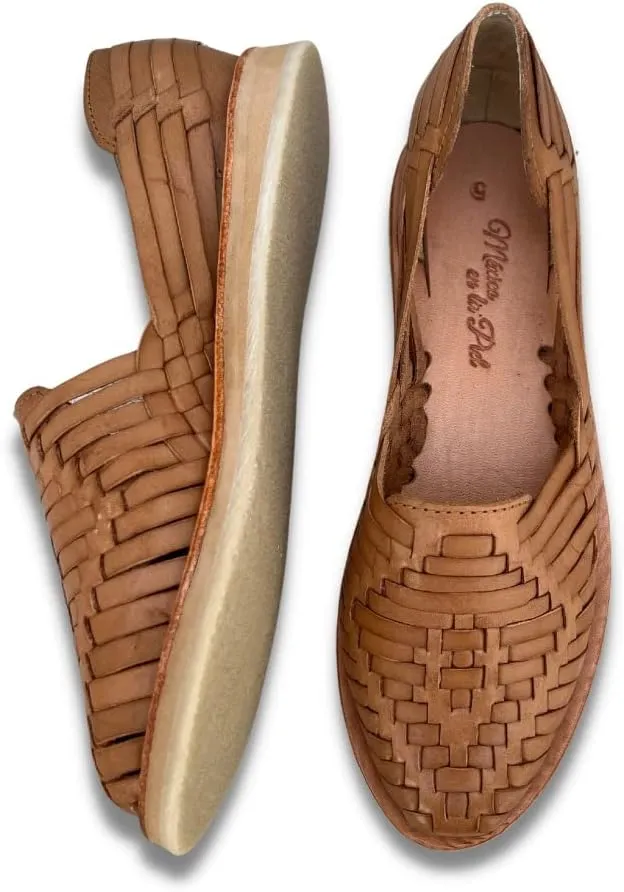 Mexico en la Piel Leather Huarache Sandals. Comfortable Flats For Woman.