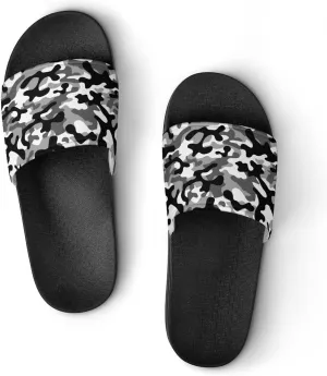 Military Camouflage Black And White Hunting Men's And Women's Outdoor Beach Slippers PVC Slippers Sandals Comfortable Shower Shoes 44 (270mm)