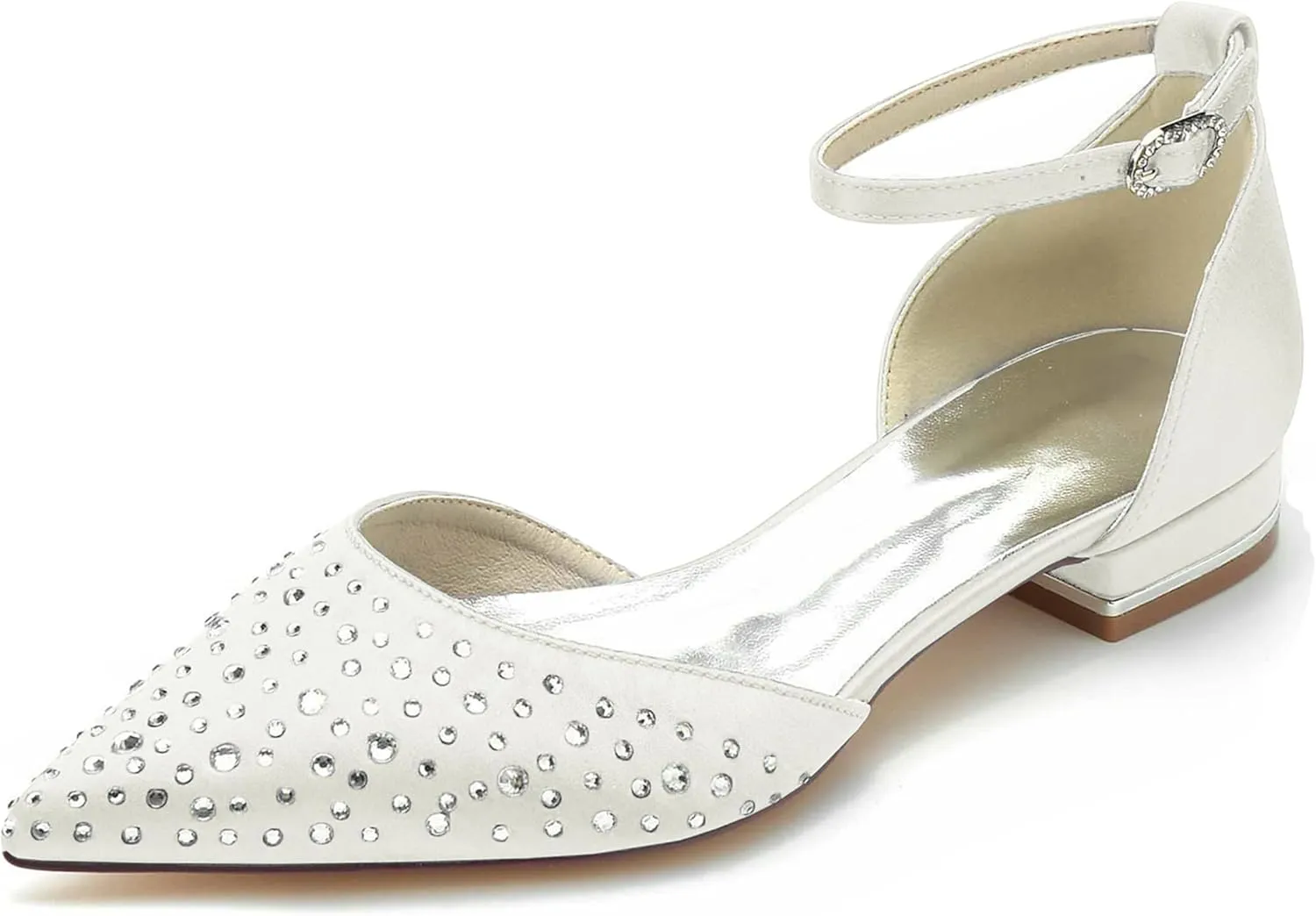 Minishion Womens Girls Party Flats Crystals Beaded Pointed Wedding Evenihg Pumps Shoes BR244