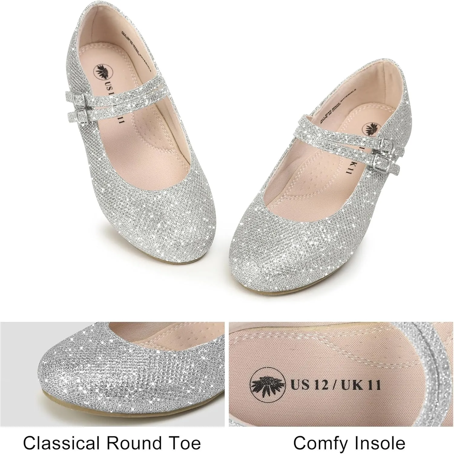 MIXIN Girls Dress Shoes Mary Jane Shoes for Girl Ballet Flats Back to School Princess Wedding Shoes