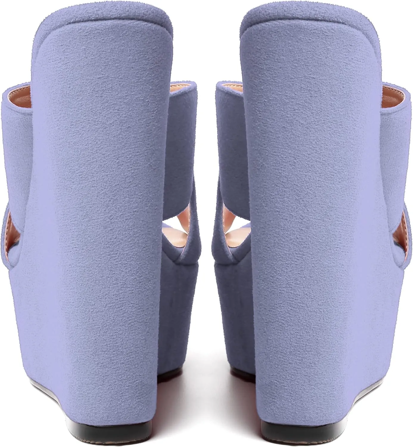 MODENCOCO Womens Platform Sexy Slip On Casual Open Toe Slide Suede Wedge High Heel Heeled Sandals 6 Inch