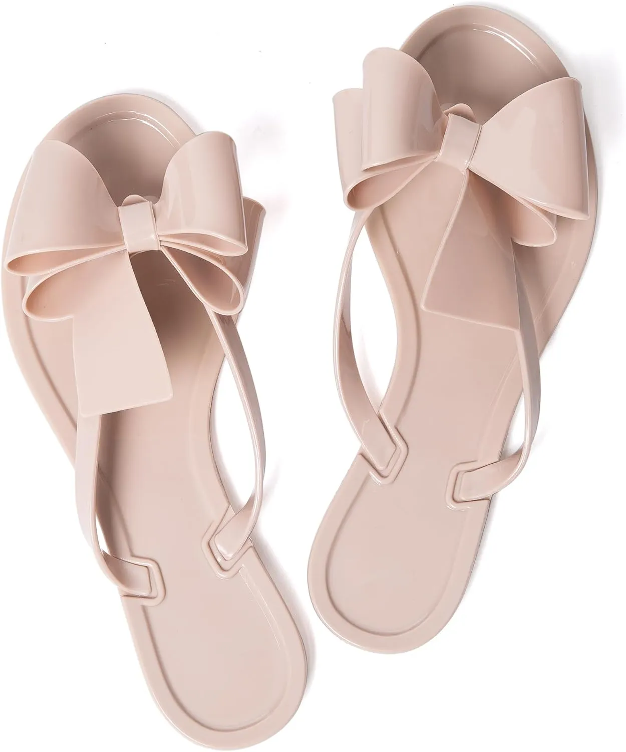 Mtzyoa Women Flip-Flops Flat Sandals Jelly Bow Beach Flat Rivets Rain Cute Dressy Summer Sandals