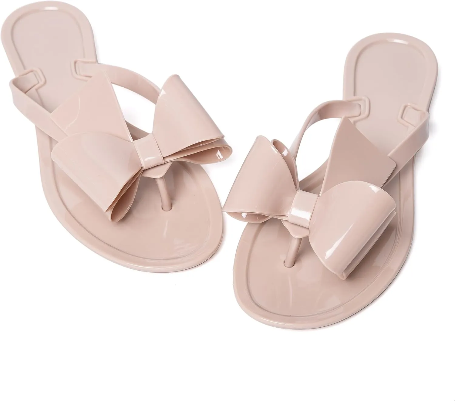 Mtzyoa Women Flip-Flops Flat Sandals Jelly Bow Beach Flat Rivets Rain Cute Dressy Summer Sandals
