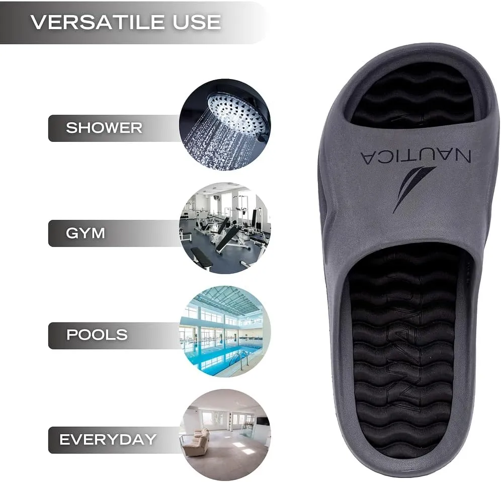 Nautica Men's Athletic Slides Sport Shower Sandals for Indoor & Outdoor - Lightweight, Durable and Comfortable