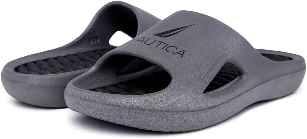 Nautica Men's Athletic Slides Sport Shower Sandals for Indoor & Outdoor - Lightweight, Durable and Comfortable