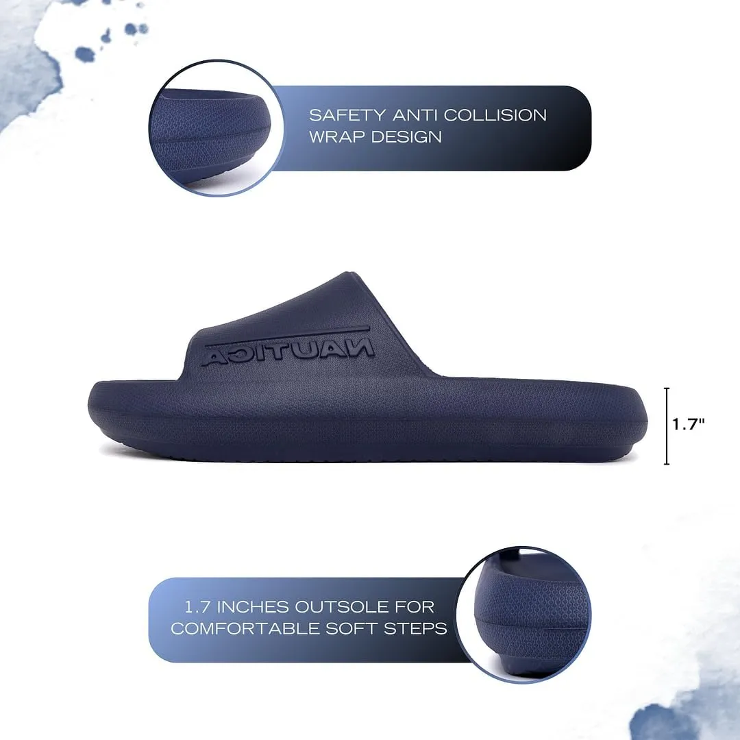 Nautica Men's Athletic Slides Sport Shower Sandals for Indoor & Outdoor - Slip Resistant, Lightweight, Durable and Comfortable